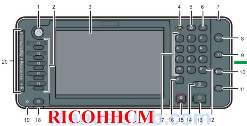 Hướng dẫn sử dụng các chức năng trên màn hình chính máy photocopy RICOH