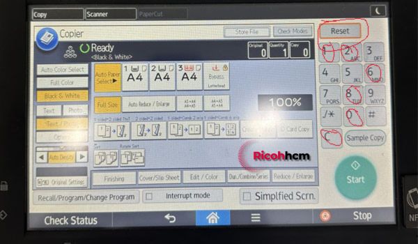 Máy photocopy Ricoh lỗi sc 899-00 cách xử lý: Hướng dẫn vào sp mode máy photocopy màn hình full 